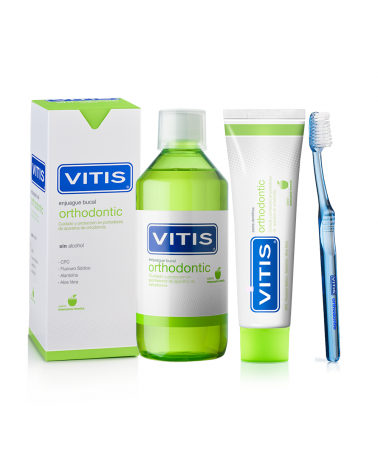 Pack Orthodopntic básico: Colutorio VITIS® Ortho 500ml + Pasta VITIS® Ortho 100ml +Cepillo Vitis Ortho de regalo