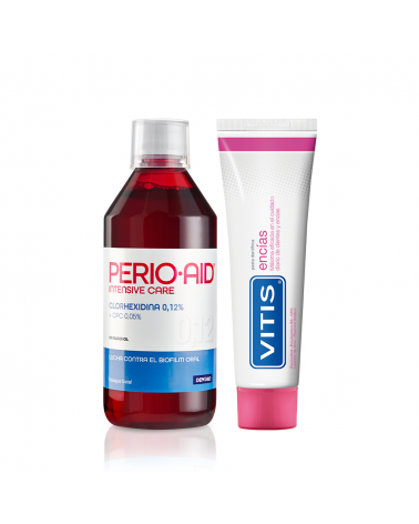 Pack Perio: Colutorio Perio Aid Intensive care y Pasta VITIS Encías